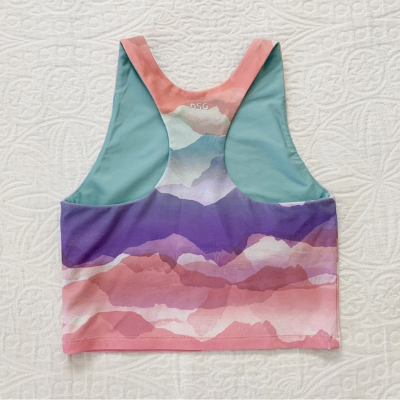 DSG Girl's Sports Tank Top, Multicolor Mountain‎ Print - Picture 2 of 3
